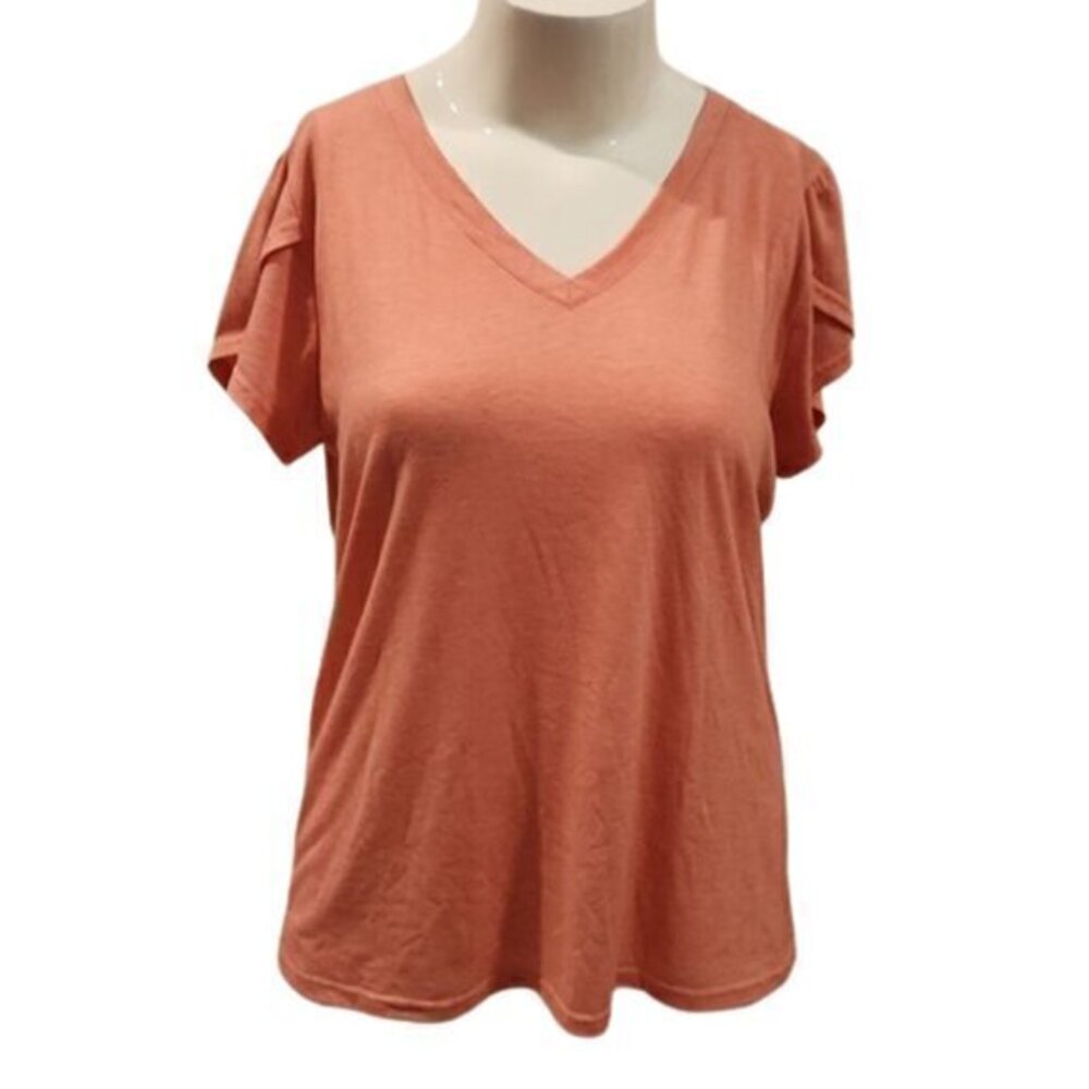 Peach V-neck Blouse - Size XL